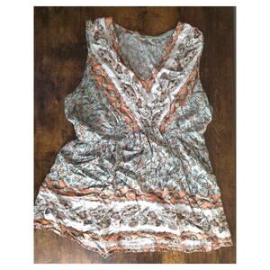 Weekend by Suzanne Betro Boho Floral Sleeveless Top (Size 1X)